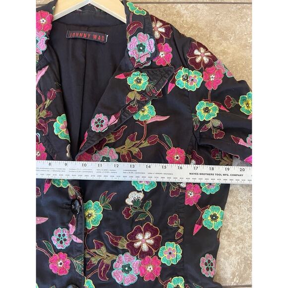 Johnny Was Women's Embroidered Floral Long Sleeve Black Duster Jacket medium - Picture 9 of 11